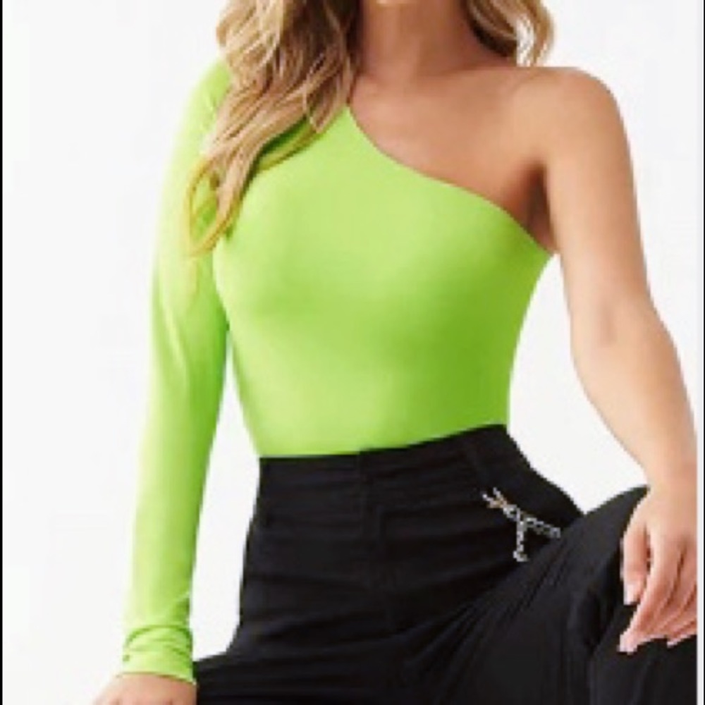 Forever 21 Lime One-Shoulder Top